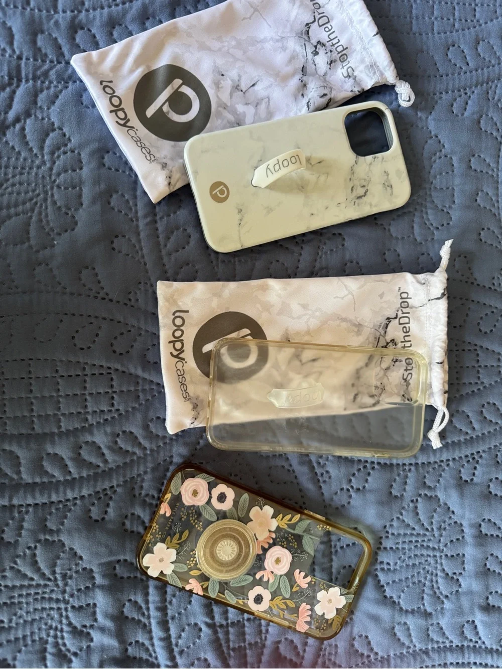 Loopy Marble White Phone Case w/Loop - White, Bundle of three cases iPhone 12